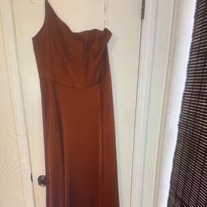 Chic One Shoulder Rust Dress